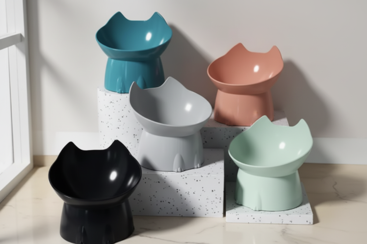 Gamelle surélevée pour chat en plusieurs couleurs